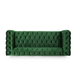 Sagewood Contemporary Velvet Tufted 3 Seater Sofa Emerald/Espresso - Christopher Knight Home 5 Sagewood Contemporary Velvet Tufted 3 Seater Sofa Emerald/Espresso - Christopher Knight Home -Home Furn Store GUEST da7d69f2 8bf2 4b4a bd05 09744fa197e2