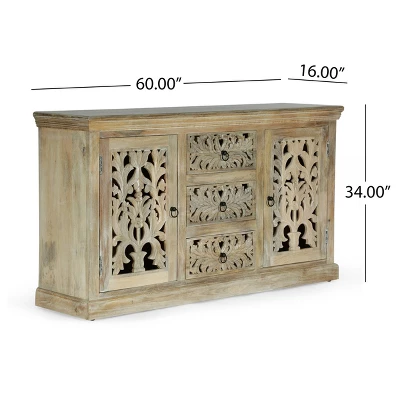 Horeb Boho Handcrafted Mango Wood 3 Drawer Sideboard Antique White - Christopher Knight Home Horeb Boho Handcrafted Mango Wood 3 Drawer Sideboard Antique White - Christopher Knight Home -Home Furn Store GUEST dc1842a9 245f 4aae 82a0 a75817a6e5ed