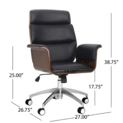 Cannonade Mid-Century Modern Swivel Office Chair Black/Walnut - Christopher Knight Home -Home Furn Store GUEST e34781f7 60f0 4e46 86c7 b61bffd9b00f