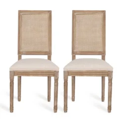 Set Of 2 Regina French Country Wood And Cane Upholstered Dining Chairs - Christopher Knight Home 12 Set Of 2 Regina French Country Wood And Cane Upholstered Dining Chairs - Christopher Knight Home -Home Furn Store GUEST e77ca408 5f2b 4e24 8b3e b8866c54712c