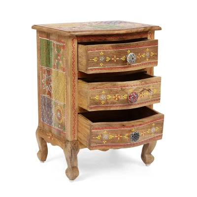 Ailey Handcrafted Boho Mango Wood 3 Drawer Nightstand Natural - Christopher Knight Home Ailey Handcrafted Boho Mango Wood 3 Drawer Nightstand Natural - Christopher Knight Home -Home Furn Store GUEST e875217b 959a 498b a20f ff120ce130ac