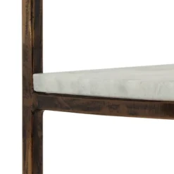 33.5" Bainville Modern Glam Handcrafted Marble Half Round Etagere Bookcase Natural White/Antique Brass - Christopher Knight Home -Home Furn Store GUEST e8e9bc5f cfde 4ca6 8d2c 47465c627aa2