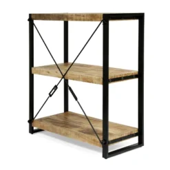 Brinkley Modern Industrial Handcrafted 3 Shelf Mango Wood Shelving Unit Natural/Black - Christopher Knight Home -Home Furn Store GUEST f256dd1f 122d 4ff5 a3b2 eb1fb329eae7