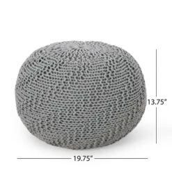 Hershel Modern Knitted Cotton Round Pouf - Christopher Knight Home -Home Furn Store GUEST f4eb0667 8fbe 4733 bbeb 110f30ecb607