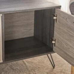 Isadora 71" Mid Century TV Stand For TVs Up To 74" Sonoma Gray/Black - Christopher Knight Home -Home Furn Store GUEST f51a0fa7 e740 401b 87d8 fbca8f4810c3