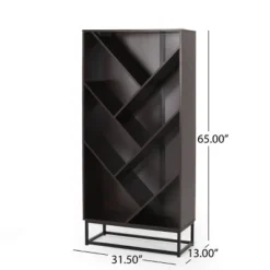 65" Bucy Modern Industrial 6 Shelf V Bookcase Dark Gray/Black - Christopher Knight Home -Home Furn Store GUEST f556af79 8982 482a b48a 6dd07a5a8b65