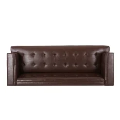 Raintree Mid Century Modern Faux Leather Tufted 3 Seater Sofa Dark Brown/Espresso - Christopher Knight Home -Home Furn Store GUEST f6eafcfb 9b73 4e92 8bfb dde0a329e126