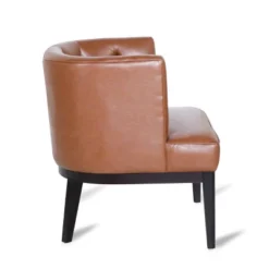 Clough Contemporary Faux Leather Tufted Accent Chair Cognac Brown/Dark Brown - Christopher Knight Home -Home Furn Store GUEST f9a03e7e 093a 4db4 9884 66c277b522c3