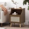 Boyes Contemporary End Table With Hutch Walnut/Natural/Antique Gold - Christopher Knight Home -Home Furn Store GUEST fb65e3aa 8443 463c bc09 e468473853ae