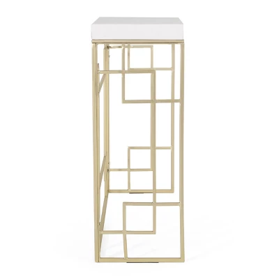 Depue Modern Glam Geometric Console Table Gold/White - Christopher Knight Home Depue Modern Glam Geometric Console Table Gold/White - Christopher Knight Home -Home Furn Store GUEST fc7f0189 3b98 41bc b7b7 8e8969f1724f