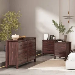 3pc Olimont Contemporary Double Dresser And Nightstand Set Walnut - Christopher Knight Home -Home Furn Store GUEST fd0de9dd 9b39 48b9 9dc9 5012648bc3cc