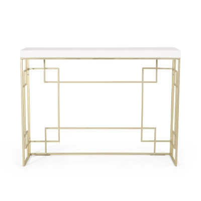 Depue Modern Glam Geometric Console Table Gold/White - Christopher Knight Home Depue Modern Glam Geometric Console Table Gold/White - Christopher Knight Home -Home Furn Store GUEST fe3aee1a b3d8 4496 bbe4 880a6f3899b5