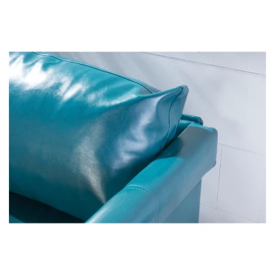 Bellerose Faux Leather Settee - Teal - Christopher Knight Home Bellerose Faux Leather Settee - Teal - Christopher Knight Home -Home Furn Store GUEST fe620e86 1fed 4cd7 916e 70dac7f5745b
