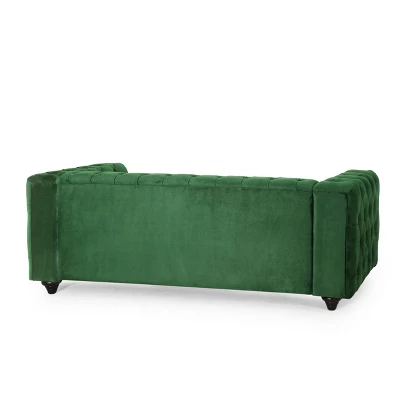 Sagewood Contemporary Velvet Tufted 3 Seater Sofa Emerald/Espresso - Christopher Knight Home Sagewood Contemporary Velvet Tufted 3 Seater Sofa Emerald/Espresso - Christopher Knight Home -Home Furn Store GUEST fed3e8f2 625c 47dc 93c1 fa62ecc600e7